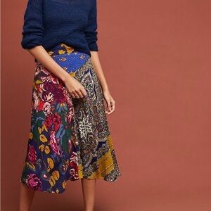 ANTHROPOLOGIE Teresita Scarf-Printed Skirt Moulinette Soeurs Size 6 H3